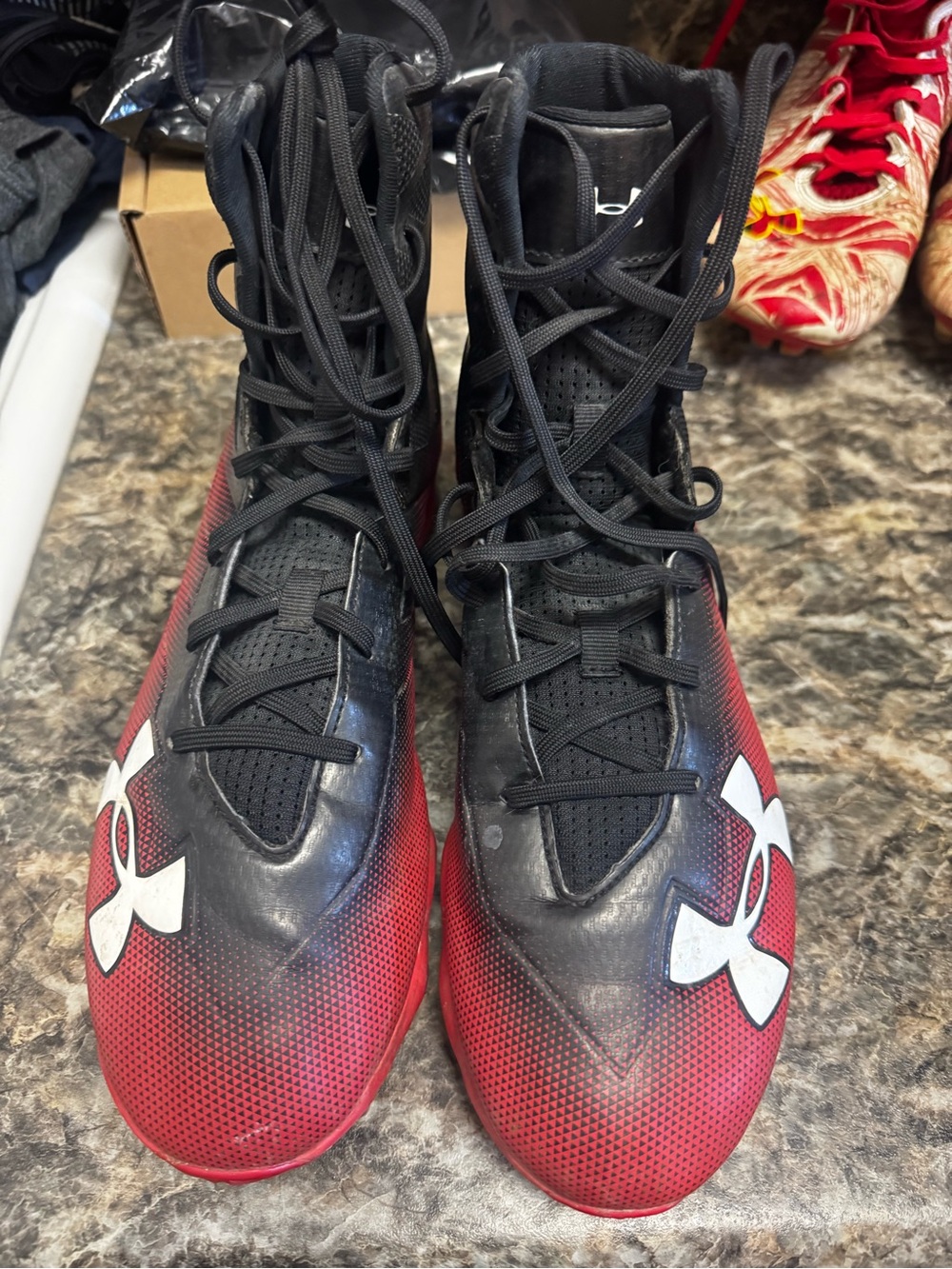 Under Armour Black and Red Men's High-Top Sneakers